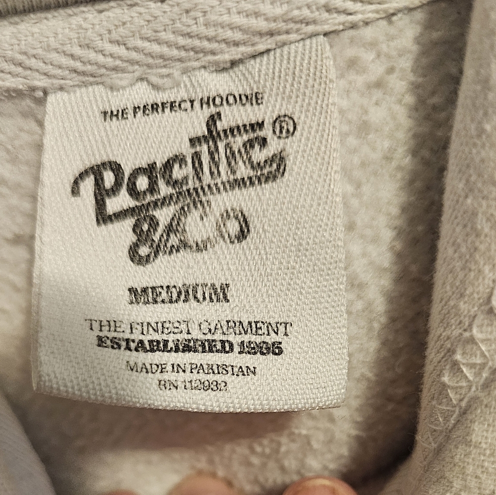 Ladys White Pacific Hoodie LOVE YOURSELF on Frunt & Back M - Picture 3 of 3